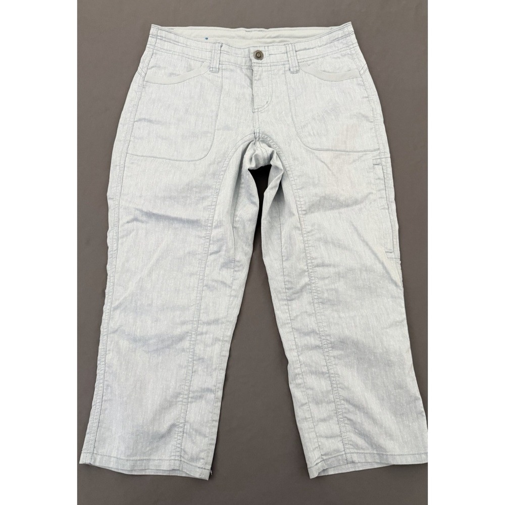 Kuhl Cabo Capri Pants Women Size4 Blue Linen Hiking Outdoor Lightweight Lose Fit